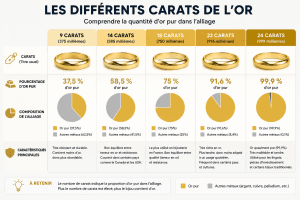 Les différents carats de l'or