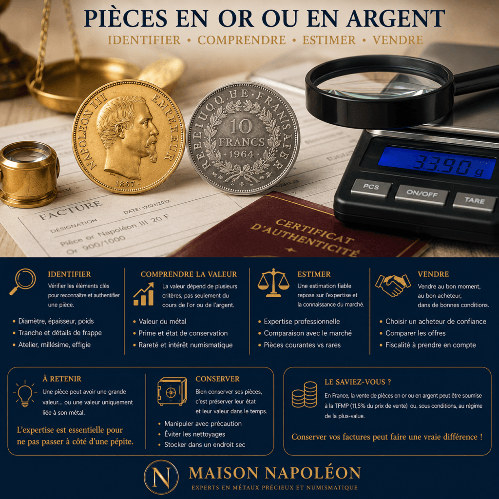 Estimation et vente de pièces en or ou argent